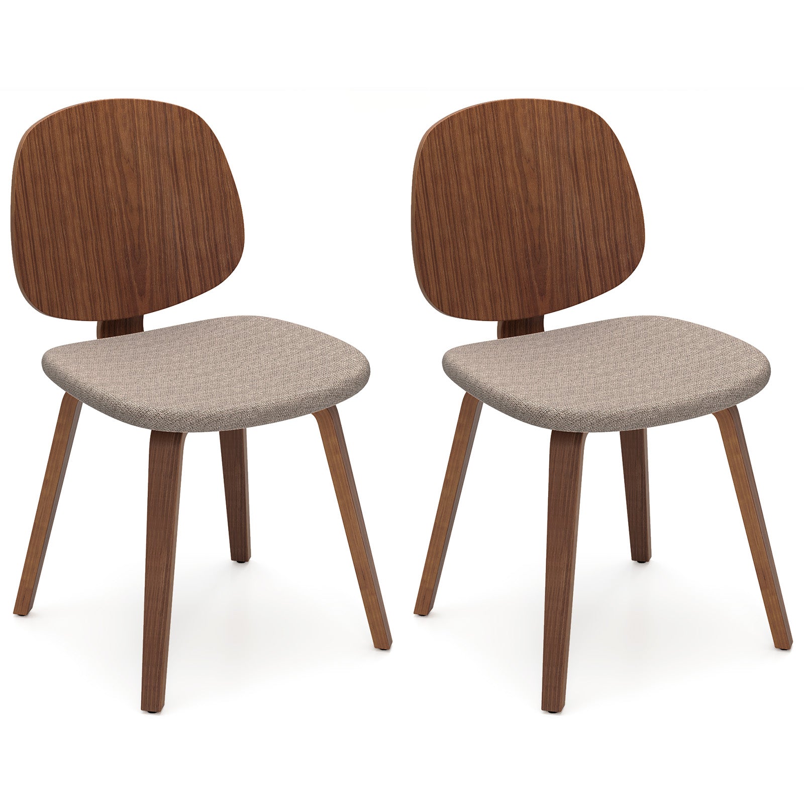 Wooden Dining Chair Set Of 2, Bentwood Frame, Padded Seat, Walnut Dining Chairs Walnut at Gallery Canada