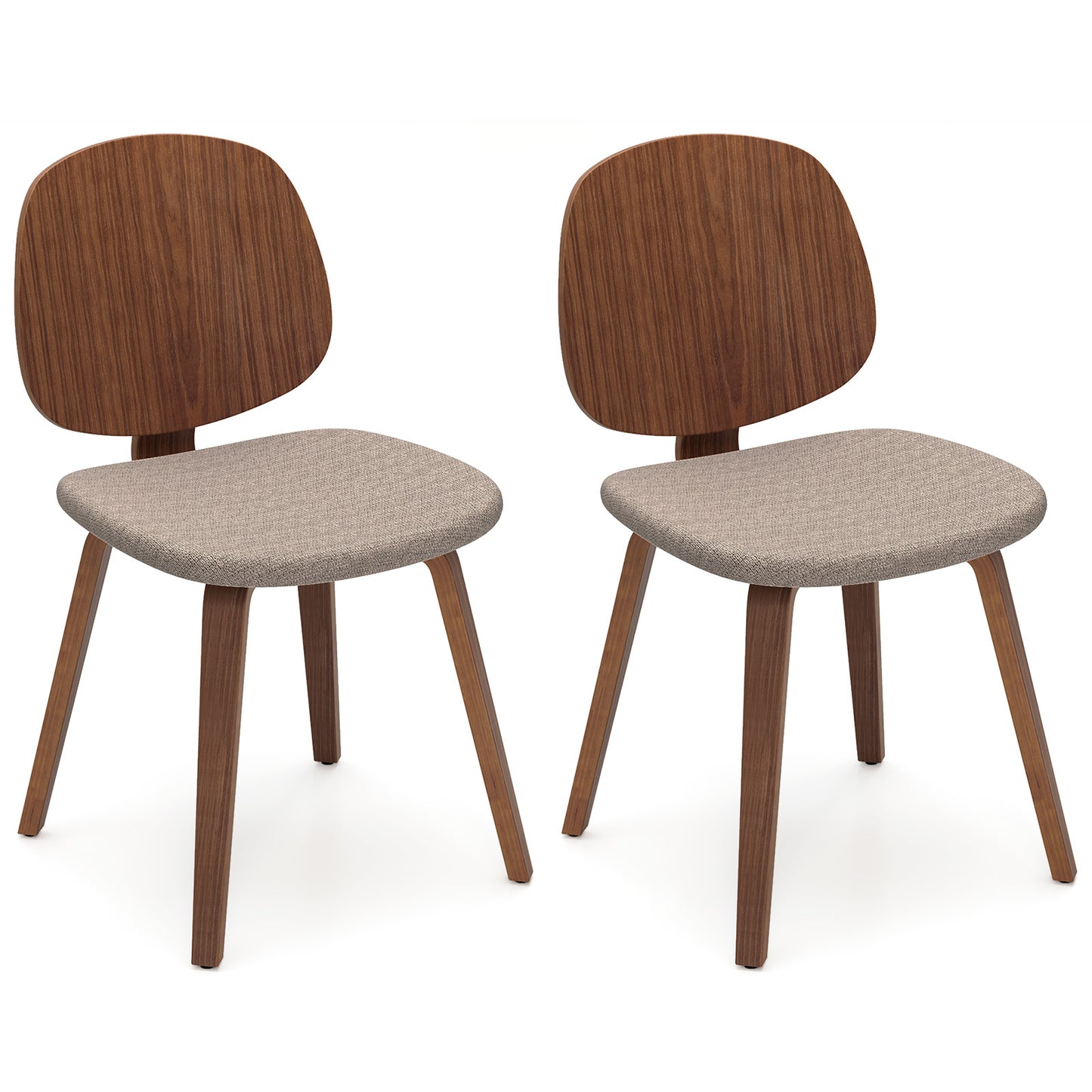 Wooden Dining Chair Set Of 2, Bentwood Frame, Padded Seat, Walnut Dining Chairs Walnut at Gallery Canada