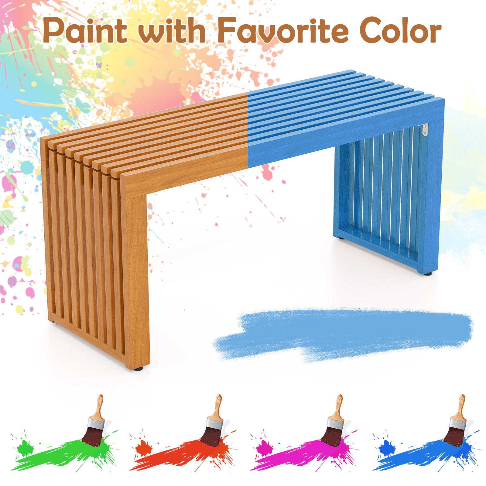 36 Inch Patio Bench All-Slat Acacia Wood Loveseat Outdoor Benches at Gallery Canada