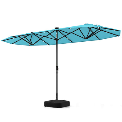 13FT Double-Sided Patio Umbrella, Solar Lights, Turquoise Outdoor Umbrellas Turquoise at Gallery Canada
