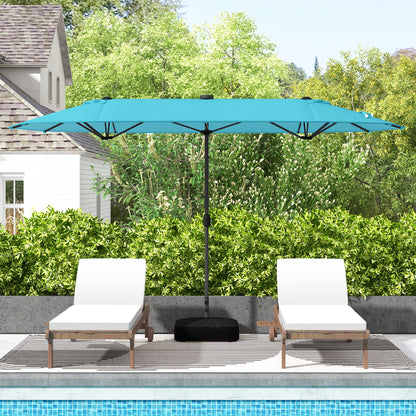 13FT Double-Sided Patio Umbrella, Solar Lights, Turquoise Outdoor Umbrellas at Gallery Canada