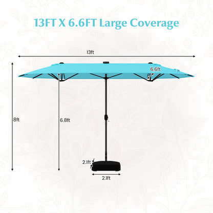 13FT Double-Sided Patio Umbrella, Solar Lights, Turquoise Outdoor Umbrellas at Gallery Canada