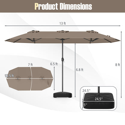 13 FT Double-Sided Patio Umbrella With Crank, Tan Outdoor Umbrellas at Gallery Canada