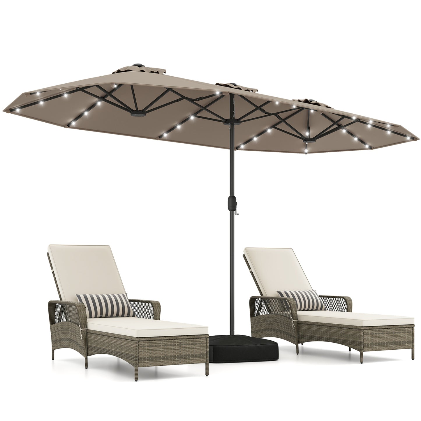 13FT Double-Sided Patio Umbrella With Solar Lights, Coffee Outdoor Umbrellas at Gallery Canada