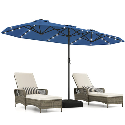 13FT Double-Sided Patio Umbrella With Solar Lights, Navy Outdoor Umbrellas Navy at Gallery Canada