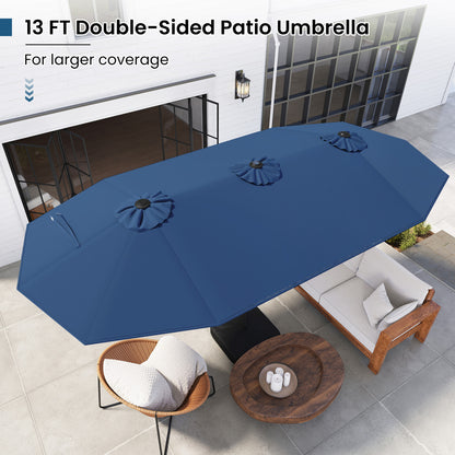 13FT Double-Sided Patio Umbrella With Solar Lights, Navy Outdoor Umbrellas at Gallery Canada