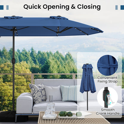 13FT Double-Sided Patio Umbrella With Solar Lights, Navy Outdoor Umbrellas at Gallery Canada