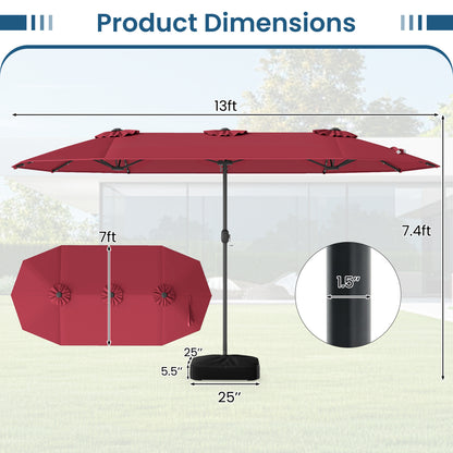 13FT Double-Sided Patio Umbrella With Solar Lights, Red Outdoor Umbrellas at Gallery Canada
