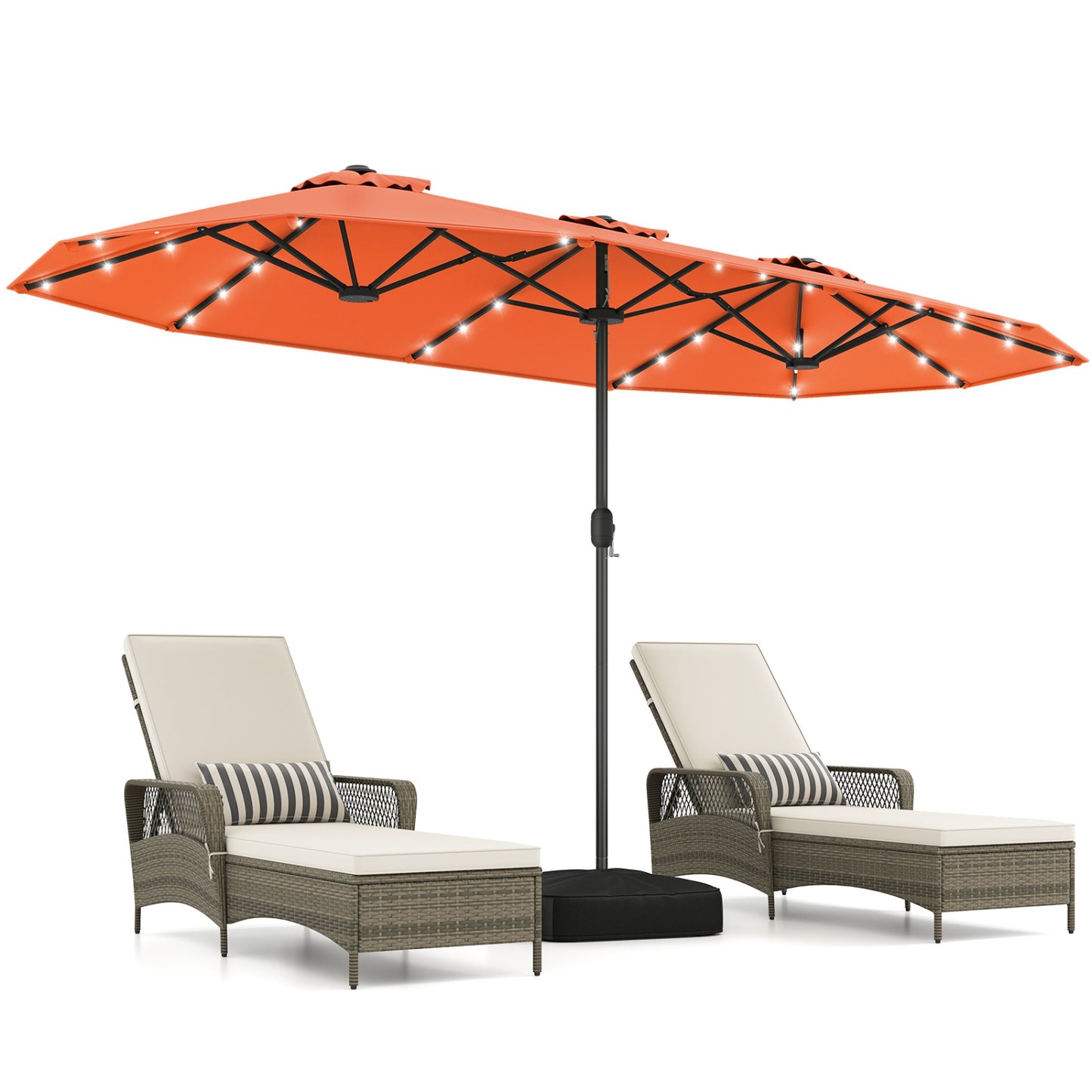 13FT Double-Sided Patio Umbrella With Solar Lights, Orange Outdoor Umbrellas at Gallery Canada