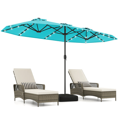 13FT Double-Sided Patio Umbrella, Solar Lights, Turquoise Outdoor Umbrellas Turquoise at Gallery Canada
