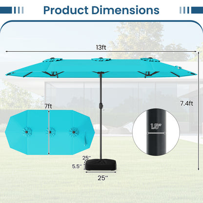13FT Double-Sided Patio Umbrella, Solar Lights, Turquoise Outdoor Umbrellas at Gallery Canada