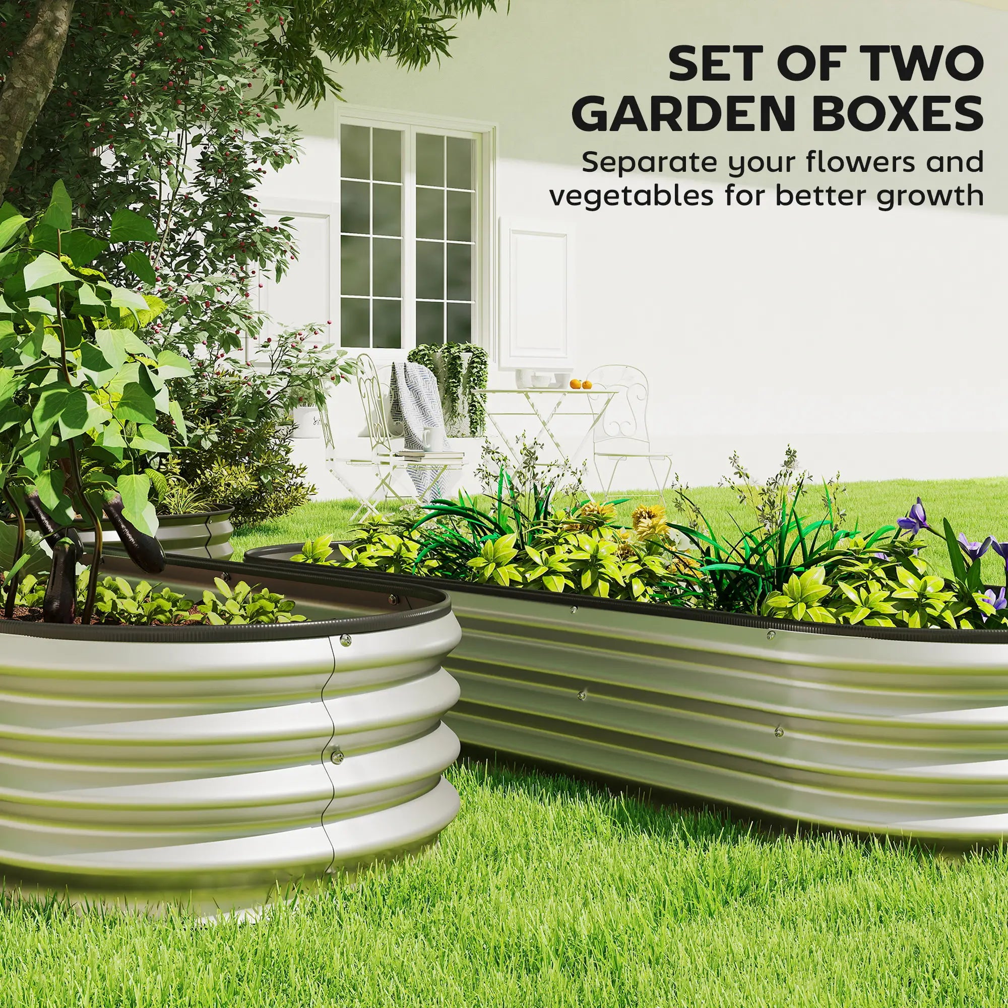 2Pcs Galvanized 6x2x1 ft Raised Garden Bed, Silver Galvanized Planter Boxes at Gallery Canada