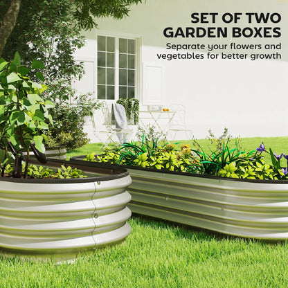 2Pcs Galvanized 6x2x1 ft Raised Garden Bed, Silver Galvanized Planter Boxes at Gallery Canada