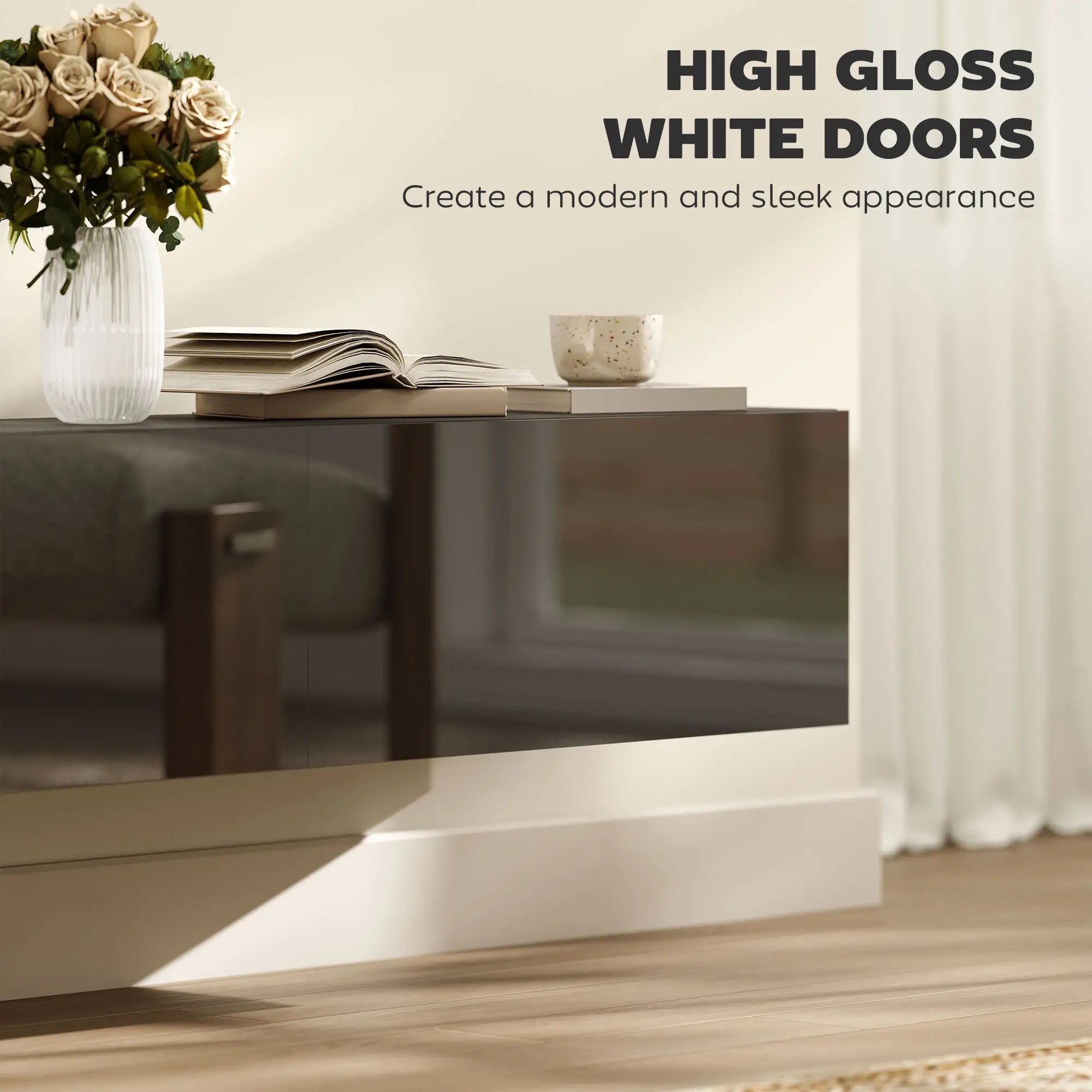 Floating TV Stand, Storage Cupboards for 45, 55, 65in TVs, Black TV Stands at Gallery Canada