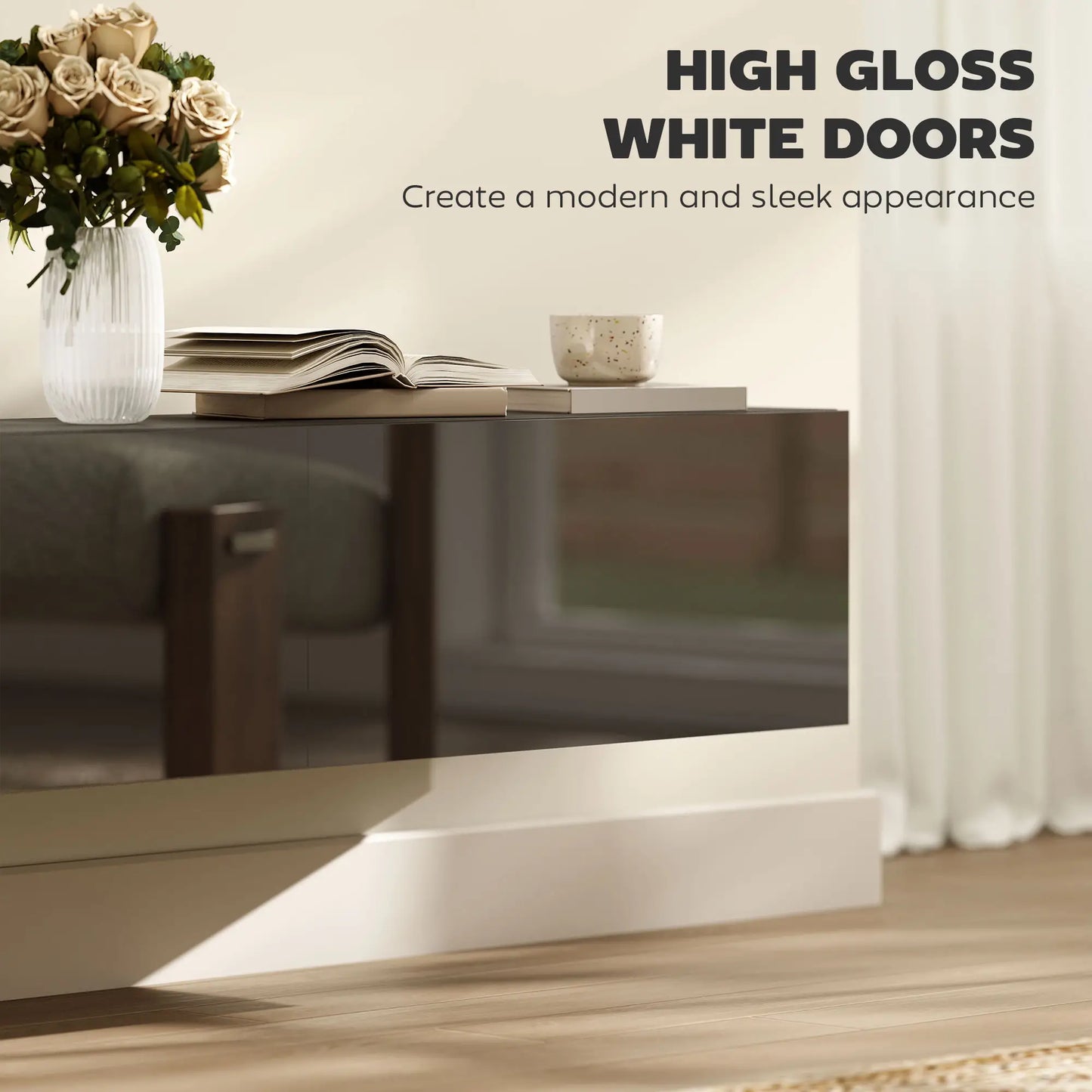 Floating TV Stand, Storage Cupboards for 45, 55, 65in TVs, Black TV Stands at Gallery Canada
