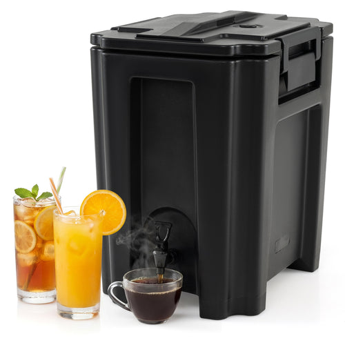 13.2 Gal Insulated Beverage Dispenser, Commercial, Two-Stage Faucet, Black