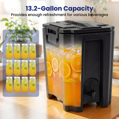 13.2 Gal Insulated Beverage Dispenser, Commercial, Two-Stage Faucet, Black Water Dispensers at Gallery Canada
