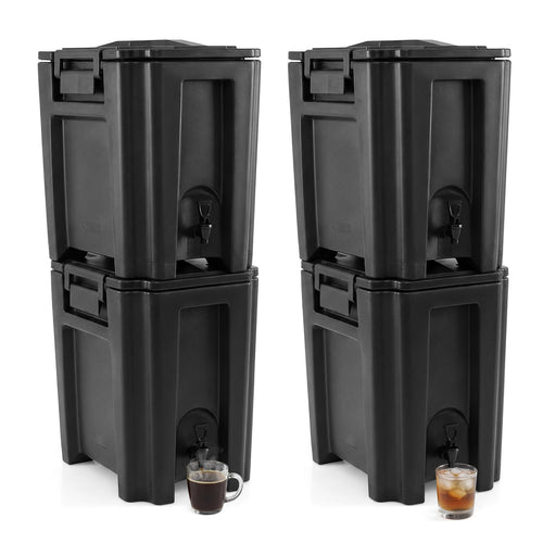 13.2 Gal Insulated Beverage Dispenser, Two-Stage Faucet, 4 Pieces, Black