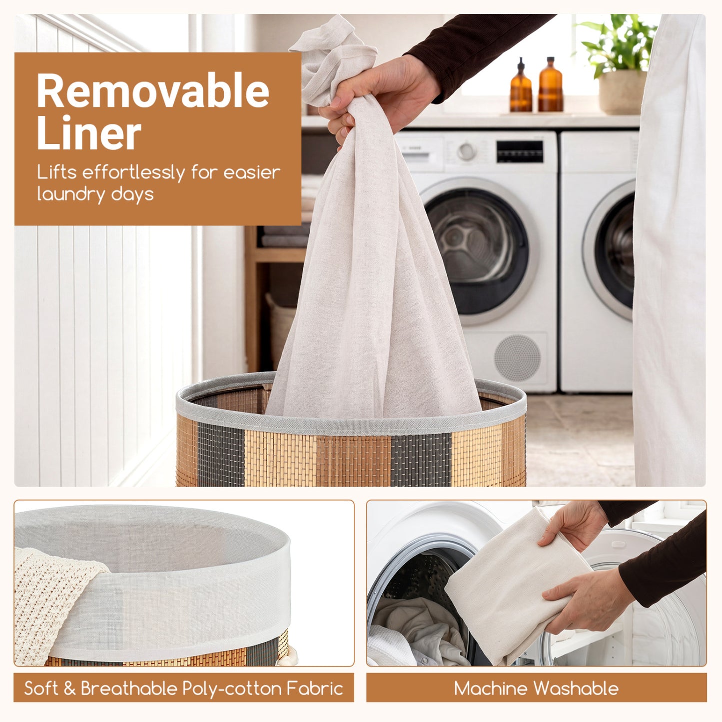 13.2 Gal Laundry Hamper with Removable and Machine-Washable Liner, Multicolor Laundry Baskets at Gallery Canada
