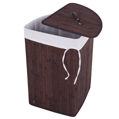 Corner Bamboo Laundry Hamper Basket, Brown Laundry Baskets at Gallery Canada
