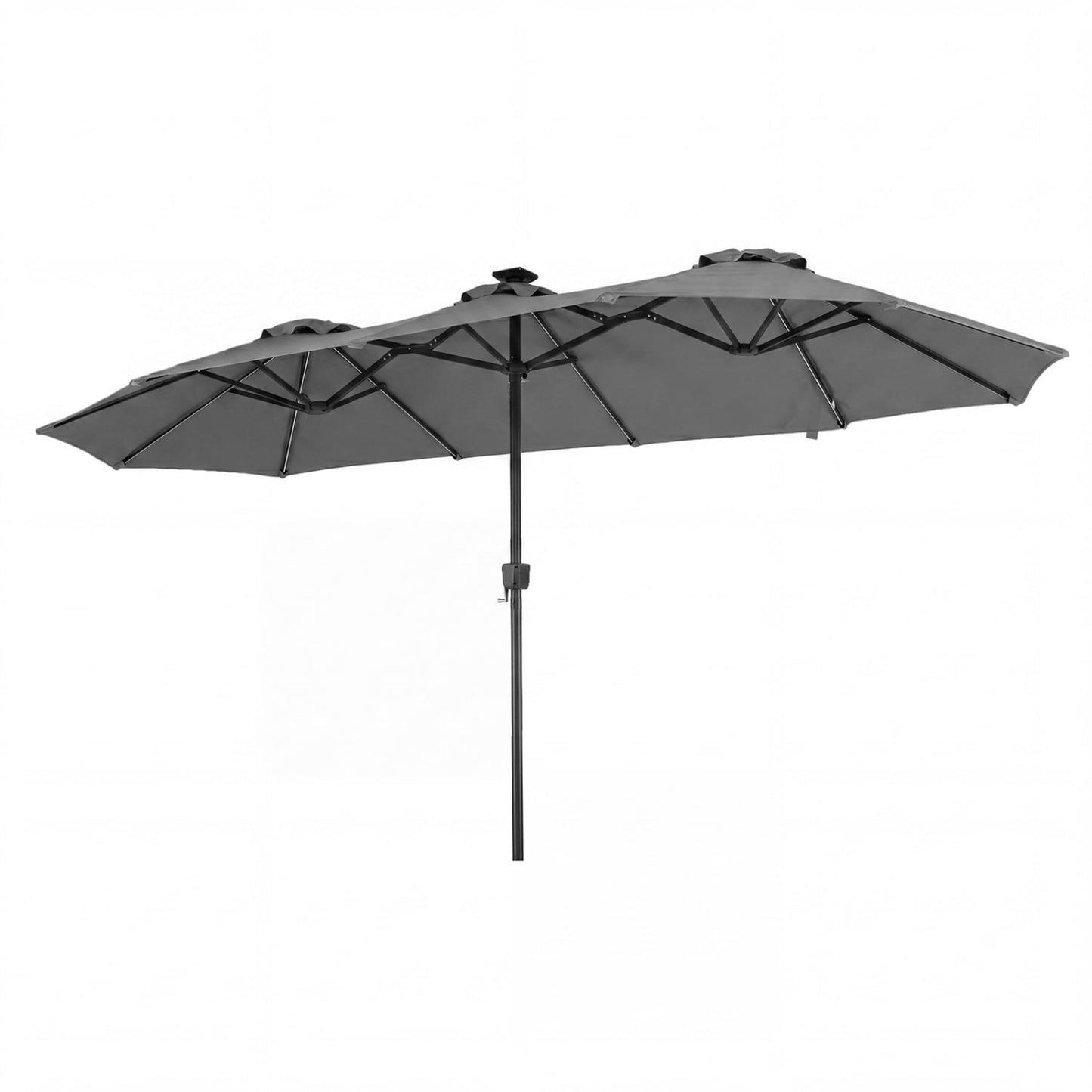 Double-Sided Patio Umbrella with Solar LED Lights, Gray Outdoor Umbrellas Gray at Gallery Canada
