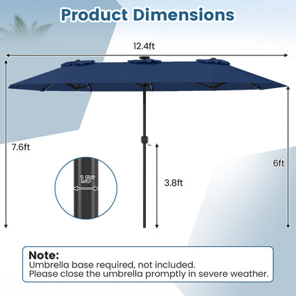 13 FT Double-Sided Patio Umbrella, Solar LED Lights, Navy Outdoor Umbrellas at Gallery Canada