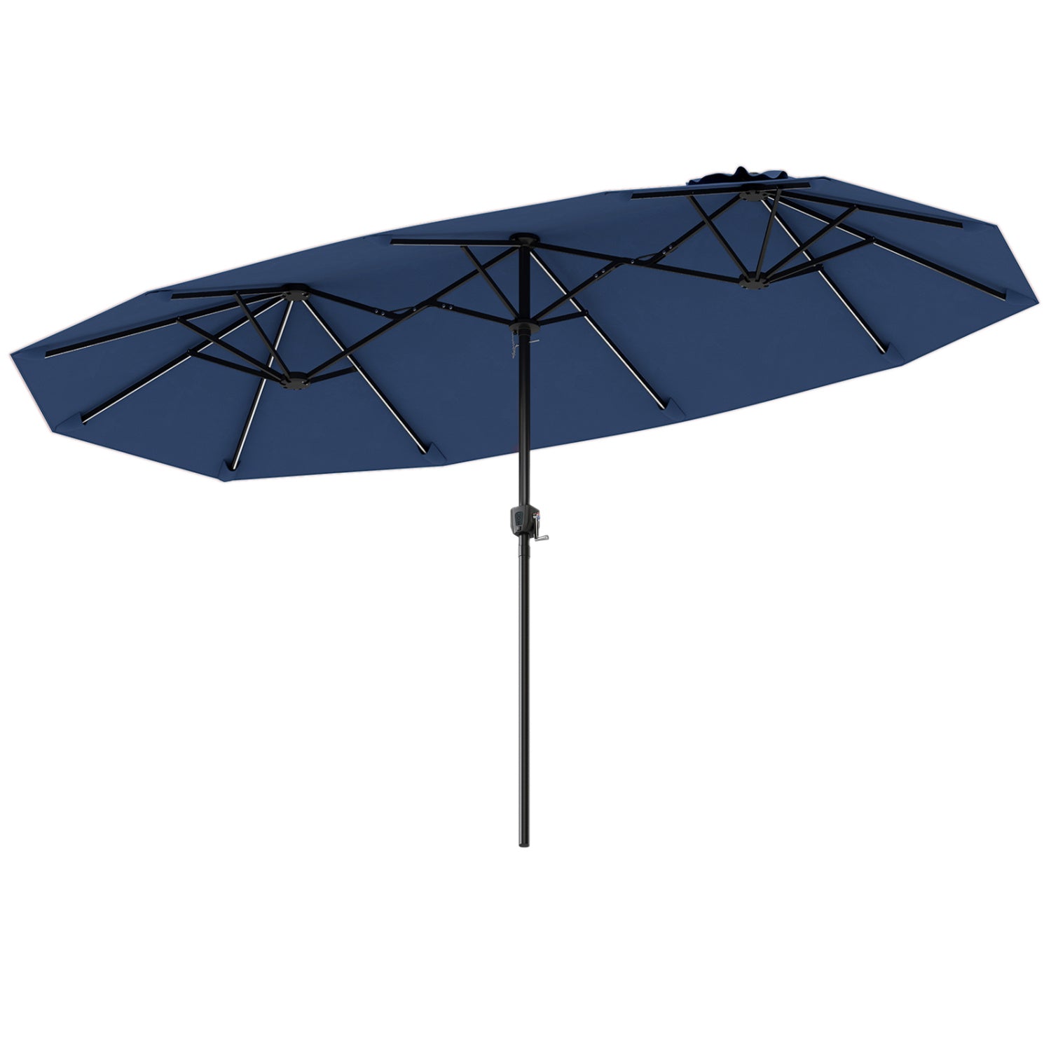 13 FT Double-Sided Patio Umbrella, Solar LED Lights, Navy Outdoor Umbrellas at Gallery Canada