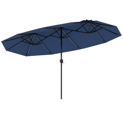 13 FT Double-Sided Patio Umbrella, Solar LED Lights, Navy Outdoor Umbrellas at Gallery Canada