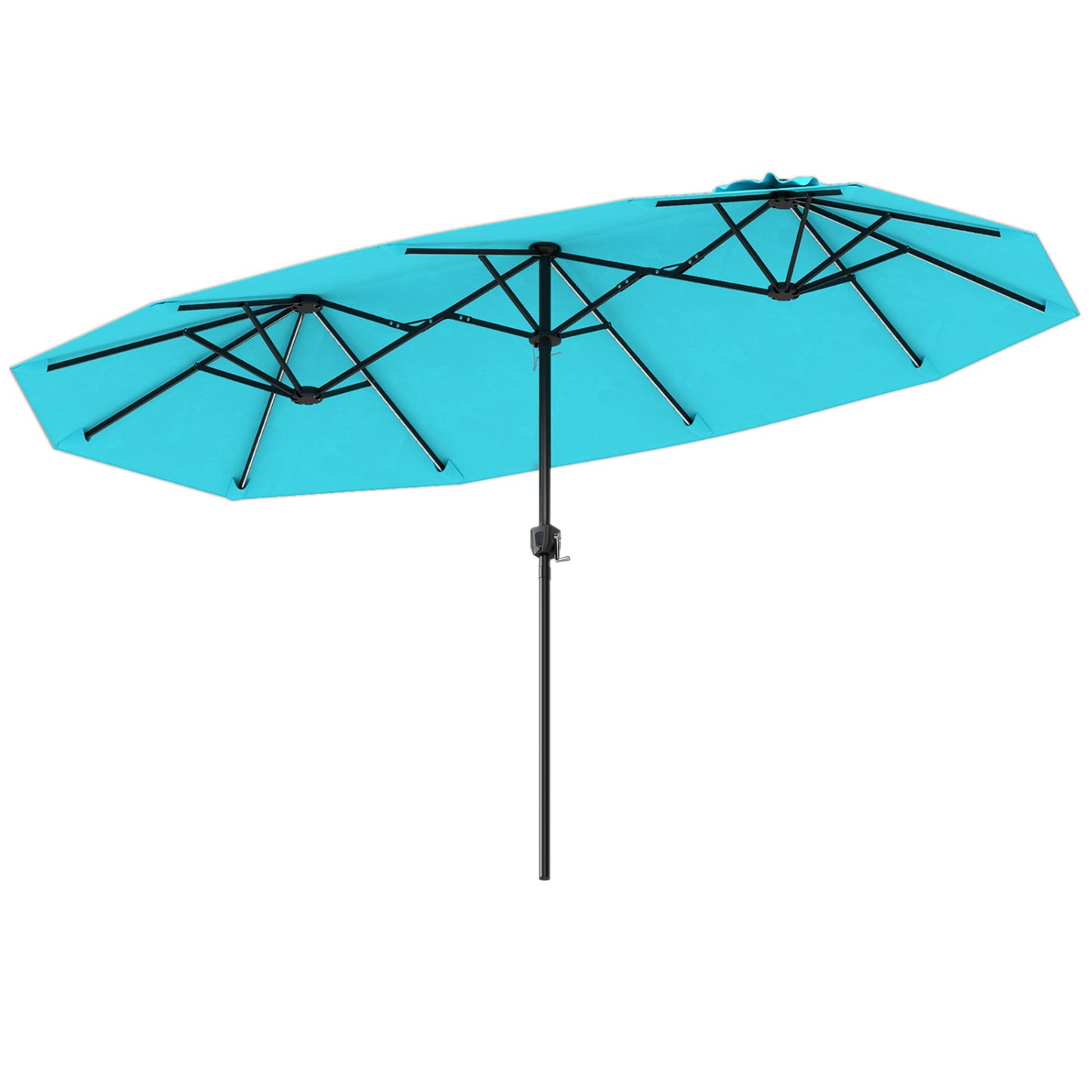 13 FT Double-Sided Patio Umbrella With Solar LED Lights, Turquoise Outdoor Umbrellas at Gallery Canada