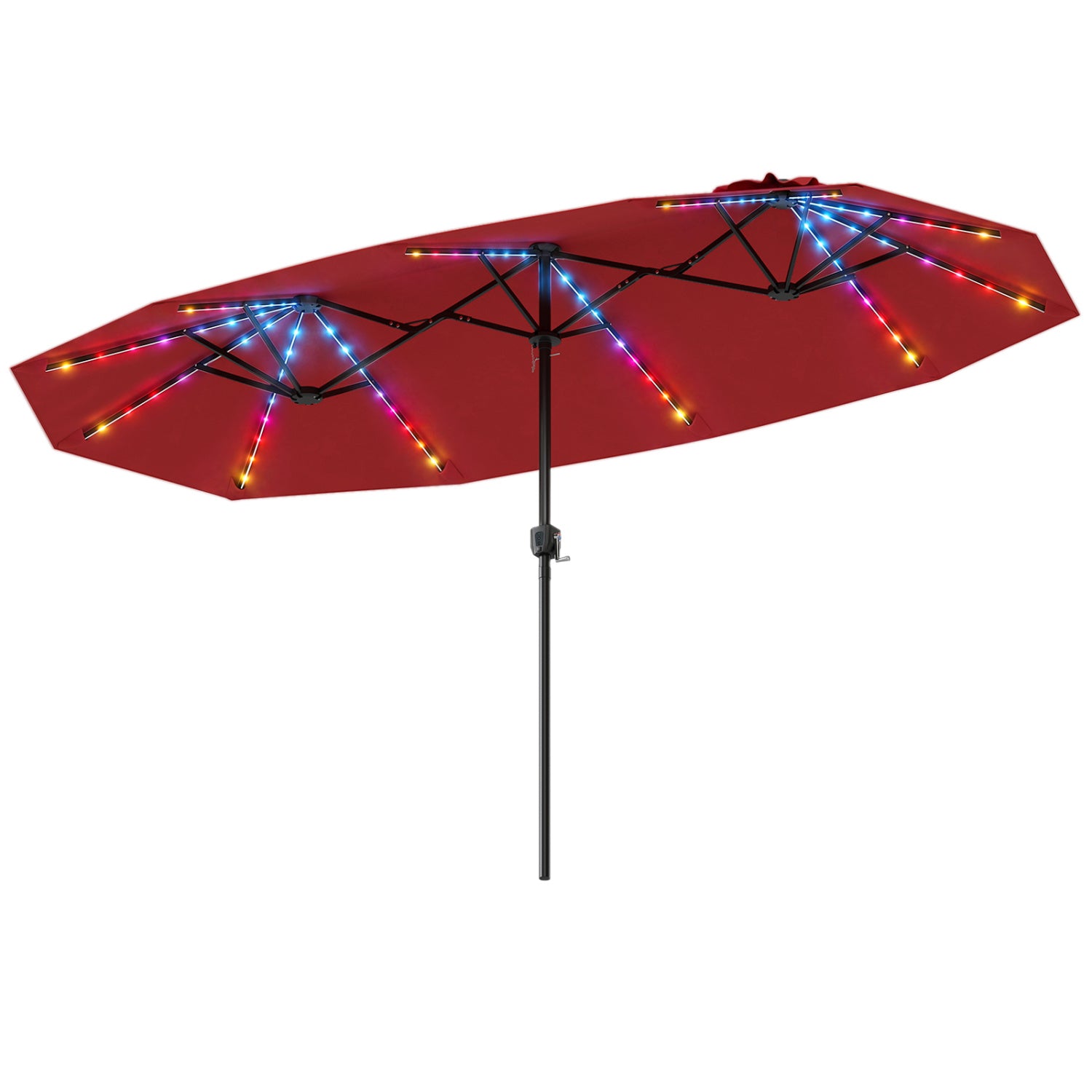 13 FT Patio Umbrella with Color-Changing Solar LED Lights, Red Outdoor Umbrellas at Gallery Canada