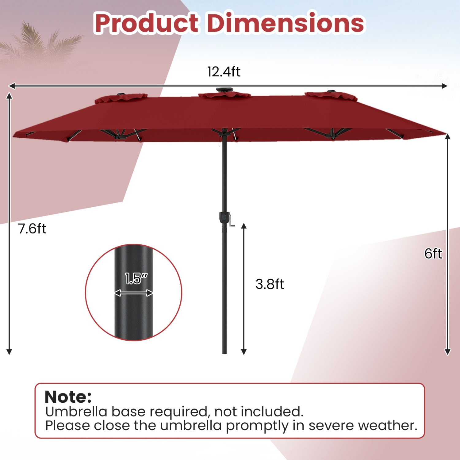 13 FT Patio Umbrella with Color-Changing Solar LED Lights, Red Outdoor Umbrellas at Gallery Canada