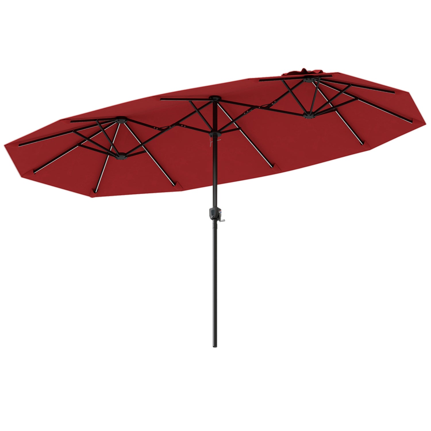 13 FT Patio Umbrella with Color-Changing Solar LED Lights, Red Outdoor Umbrellas at Gallery Canada