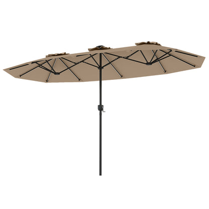 13 FT Double-Sided Patio Umbrella with Color-Changing Flowing Solar LED Lights, Brown Outdoor Umbrellas at Gallery Canada