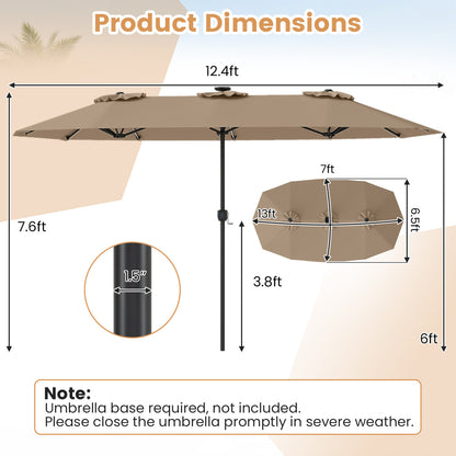 13 FT Double-Sided Patio Umbrella with Color-Changing Flowing Solar LED Lights, Brown Outdoor Umbrellas at Gallery Canada