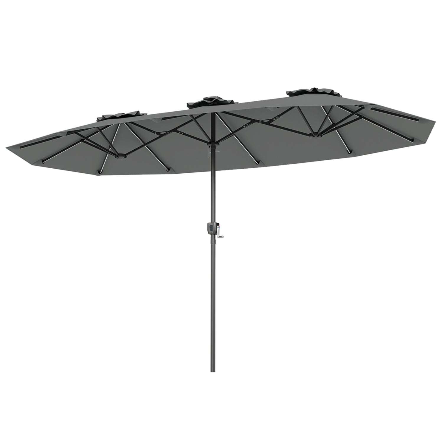 Double-Sided Patio Umbrella with Solar LED Lights, Gray Outdoor Umbrellas at Gallery Canada