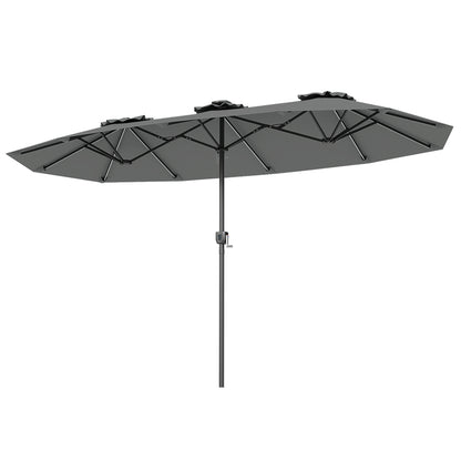 Double-Sided Patio Umbrella with Solar LED Lights, Gray Outdoor Umbrellas at Gallery Canada