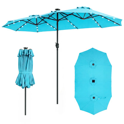 13 FT Rectangle Patio Umbrella, 36 LED Lights, Turquoise Outdoor Umbrellas Turquoise at Gallery Canada