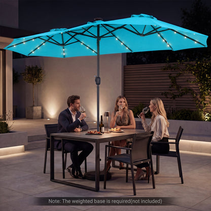 13 FT Rectangle Patio Umbrella, 36 LED Lights, Turquoise Outdoor Umbrellas at Gallery Canada