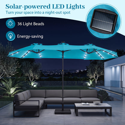 13 FT Rectangle Patio Umbrella, 36 LED Lights, Turquoise Outdoor Umbrellas at Gallery Canada