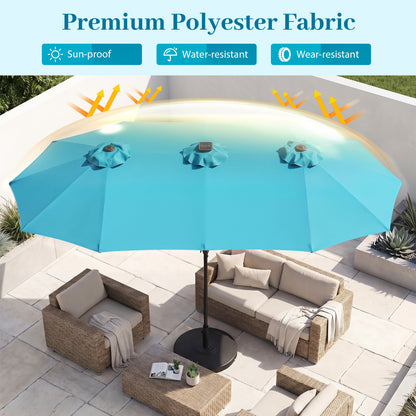13 FT Rectangle Patio Umbrella, 36 LED Lights, Turquoise Outdoor Umbrellas at Gallery Canada