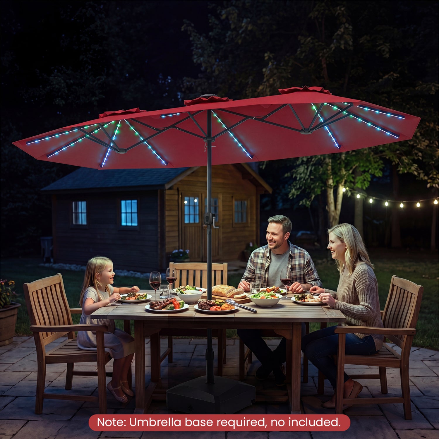 13 FT Patio Umbrella with Color-Changing Solar LED Lights, Red Outdoor Umbrellas at Gallery Canada