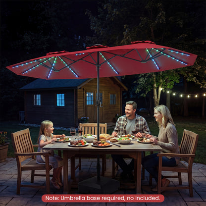 13 FT Patio Umbrella with Color-Changing Solar LED Lights, Red Outdoor Umbrellas at Gallery Canada