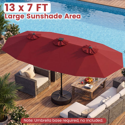 13 FT Patio Umbrella with Color-Changing Solar LED Lights, Red Outdoor Umbrellas at Gallery Canada