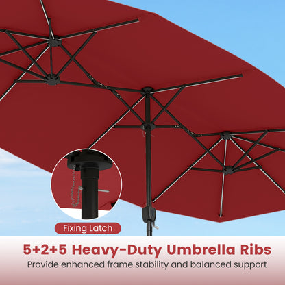 13 FT Patio Umbrella with Color-Changing Solar LED Lights, Red Outdoor Umbrellas at Gallery Canada