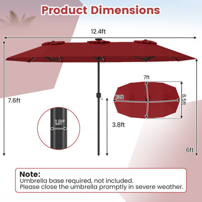13 FT Patio Umbrella with Color-Changing Solar LED Lights, Red Outdoor Umbrellas at Gallery Canada