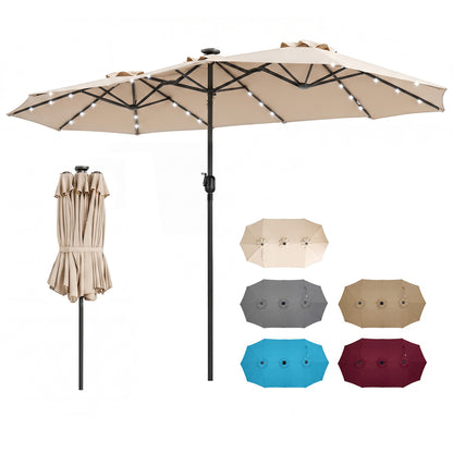 13 FT Large Rectangle Patio Umbrella, 36 LED Lights, Beige Outdoor Umbrellas at Gallery Canada