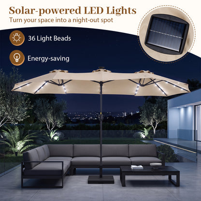 13 FT Large Rectangle Patio Umbrella, 36 LED Lights, Beige Outdoor Umbrellas at Gallery Canada
