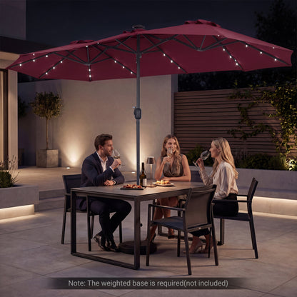 13 FT Double Sided Patio Umbrella, 36 LED Lights, Wine Outdoor Umbrellas at Gallery Canada