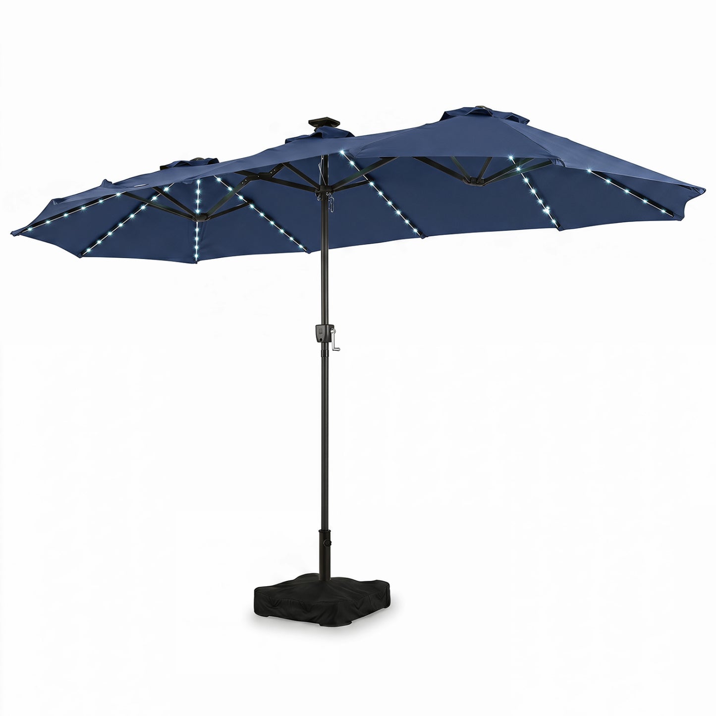 13 FT Double-Sided Patio Umbrella with 108 LED Lights and Base Included, Navy