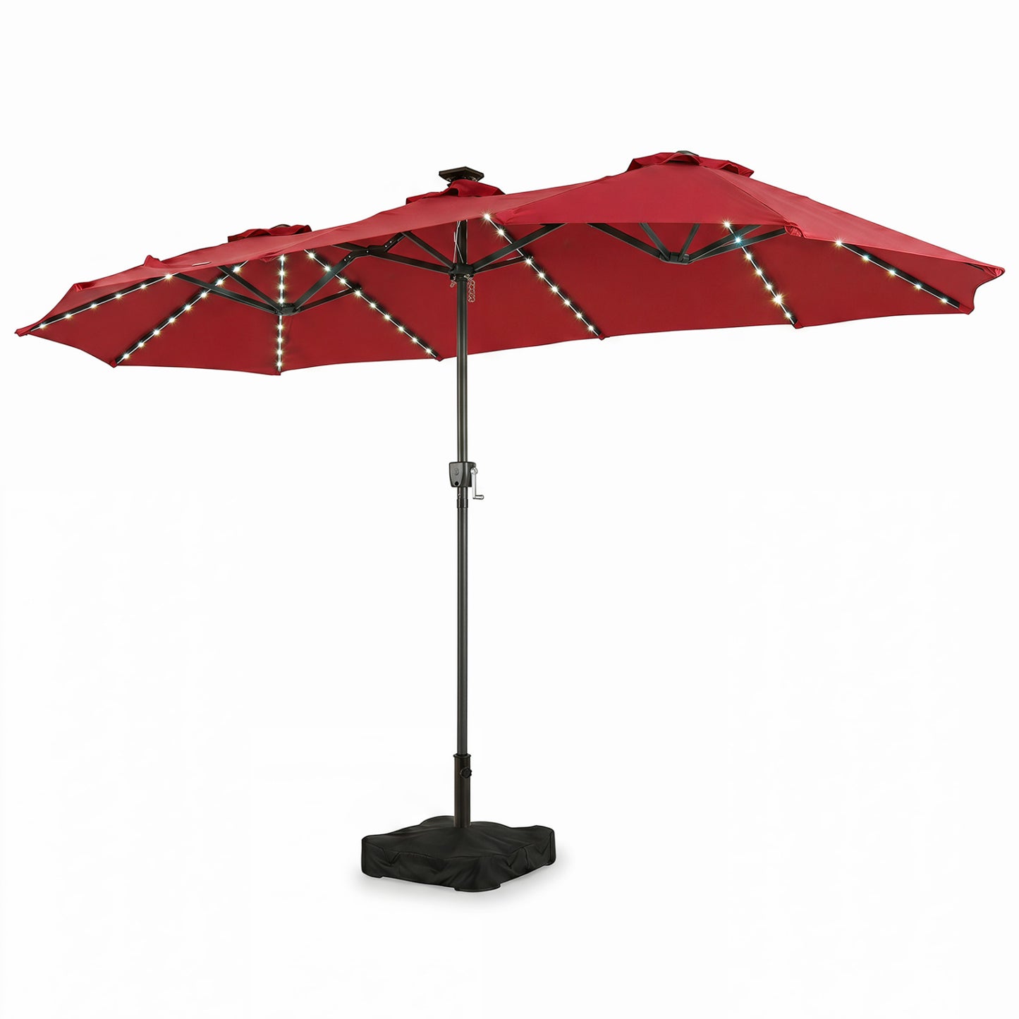 13 FT Double-Sided Patio Umbrella with 108 LED Lights and Base Included, Wine
